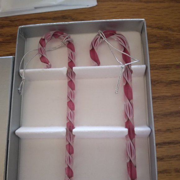 Candy Canes, Vintage, Crystal, Hand Made, Christmas Tree Ornaments, Sold by MOMA - Picture 1 of 6